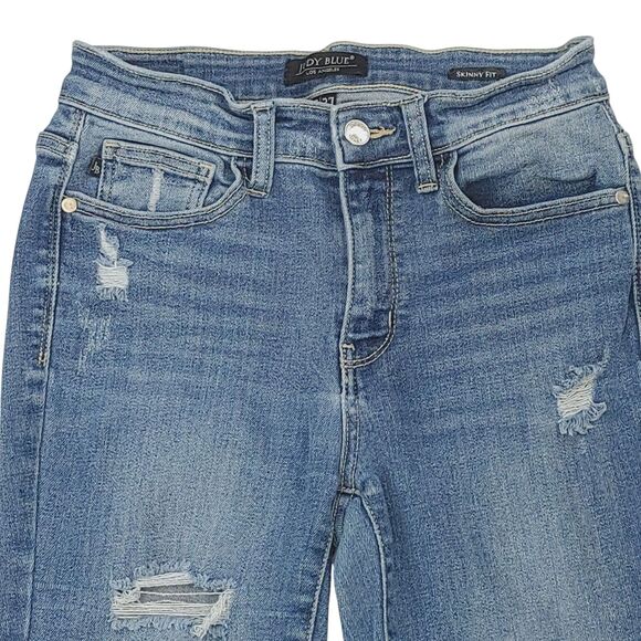 Judy Blue Raw Hem Distressed Skinny Fit Stretch Denim Jeans 5/27 - Picture 11 of 16